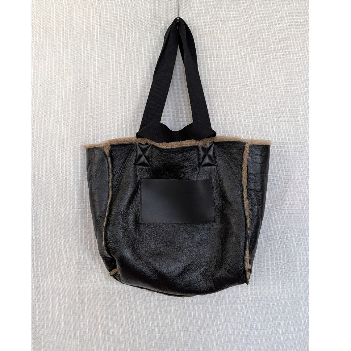 Allsaints Izzy Reversible Shearling Tote Shopper Bag Brown Leather Oversized
