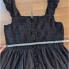 Anthropologie The Peregrine Square-Neck Midi Dress Womens L Black Smocked A-line