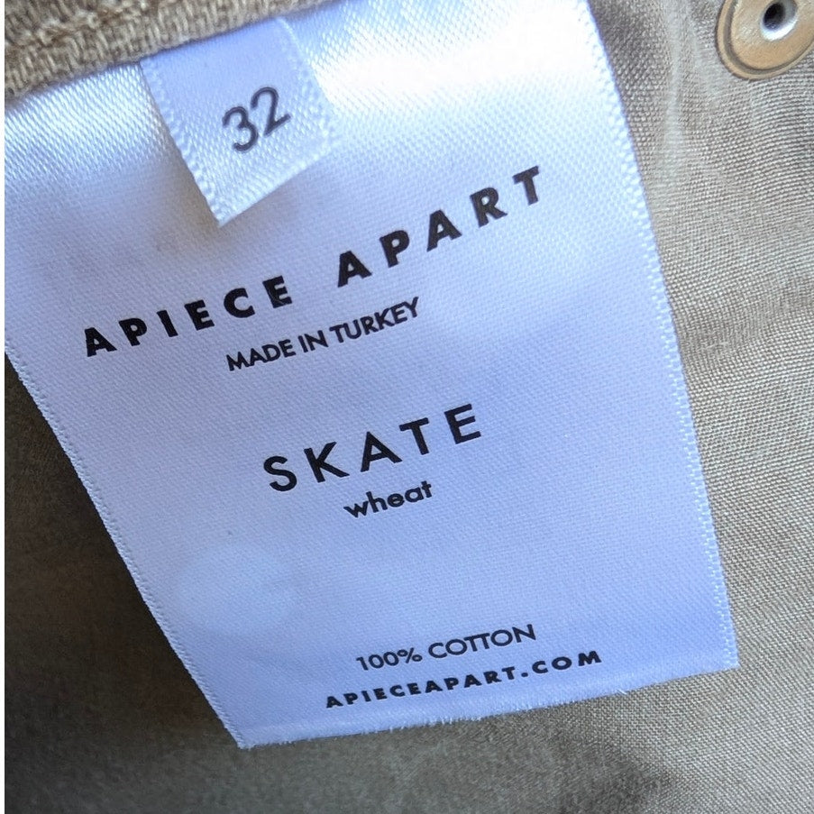 Apiece Apart Skate Wheat Denim High-rise Wide Leg Jeans, size 32