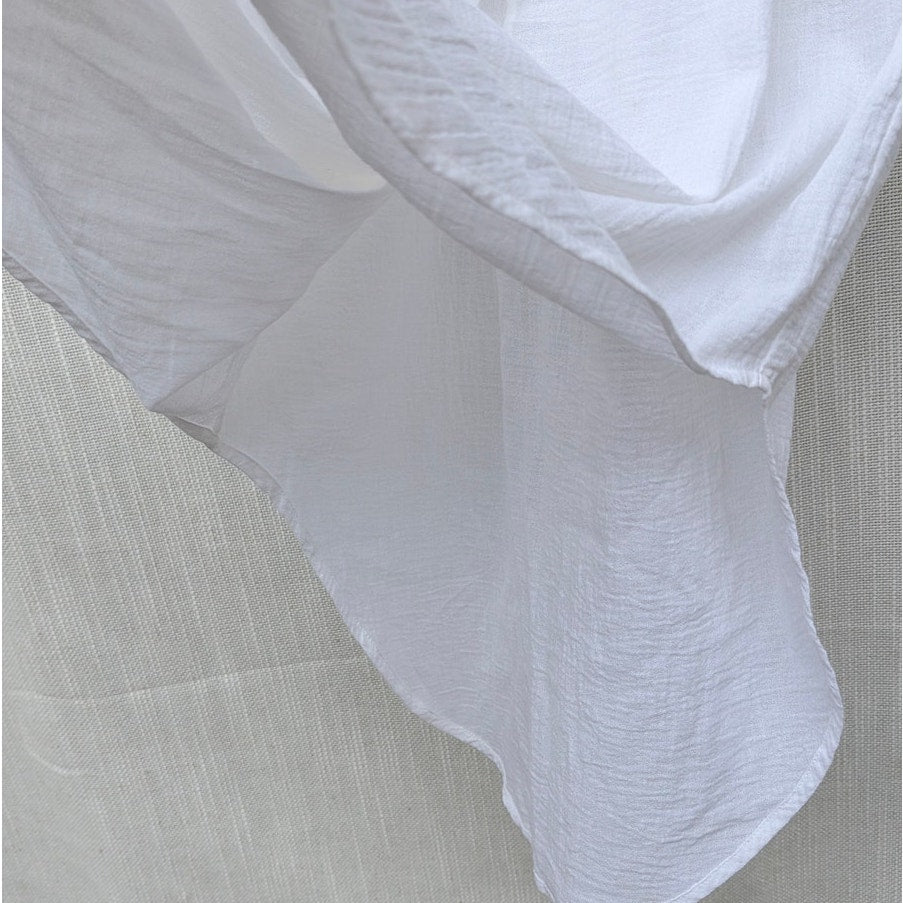 Vince Dress Womens XS White Gauze Sheer Peasant Tassel Long Sleeve Tunic Midi