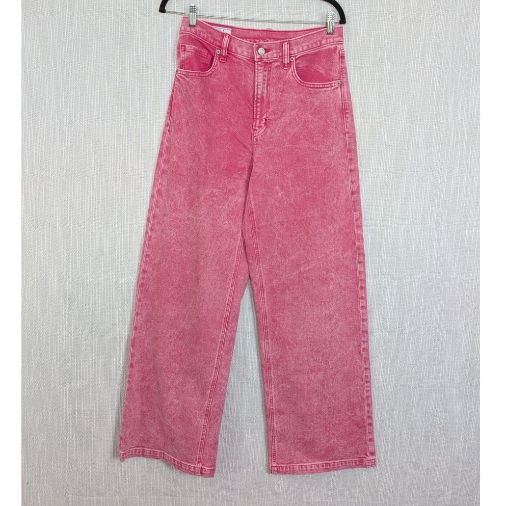 Gap High-rise Stride Ankle Jeans Womens 29/8T Sugar Pink Denim Wide Leg