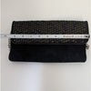 Casadei Suede Print Chain Crossbody Clutch Shoulder Bag Womens in Black