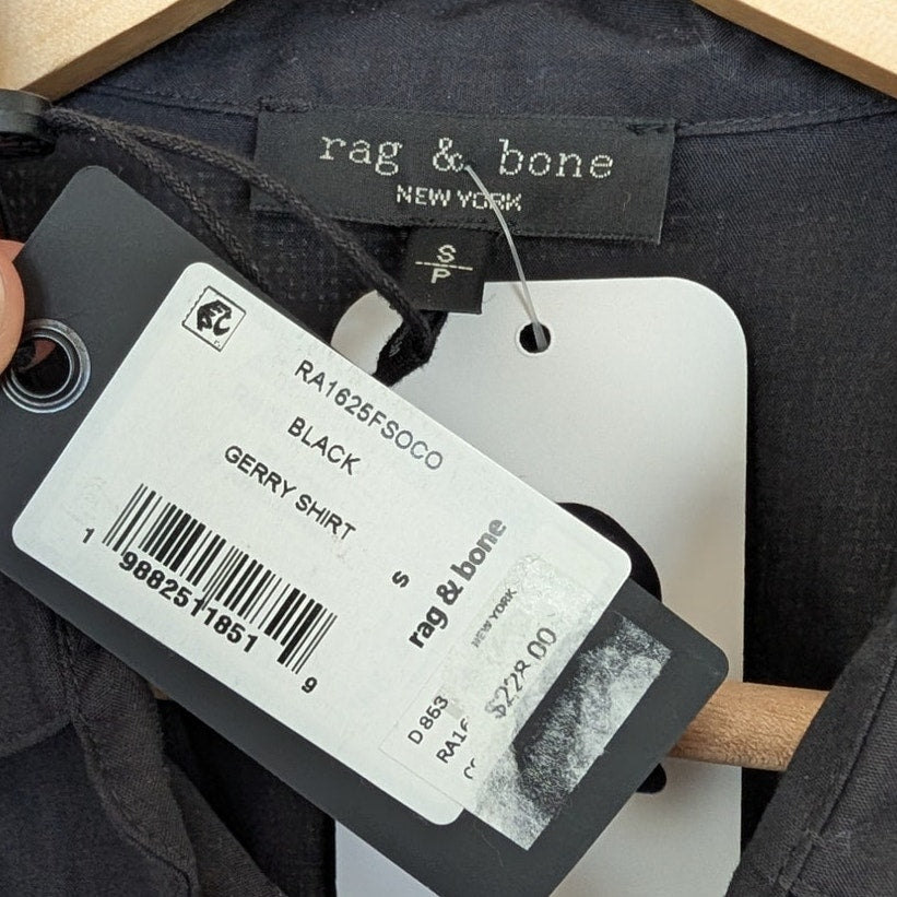 Rag & Bone Gerry Shirt Womens S Black Cotton Long Sleeve Button-Up NWT