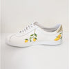 Aquazzura Leather & Snakeskin Lemon-print Low Top Sneakers Womens EU39.5/US9.5