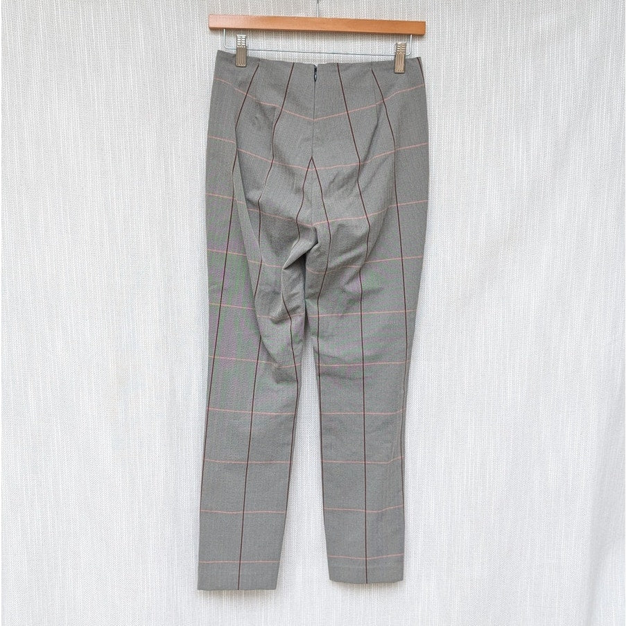 Rag & Bone Simone Striped Check Casual Slim Fit Mid-rise Ankle Pants, size 4