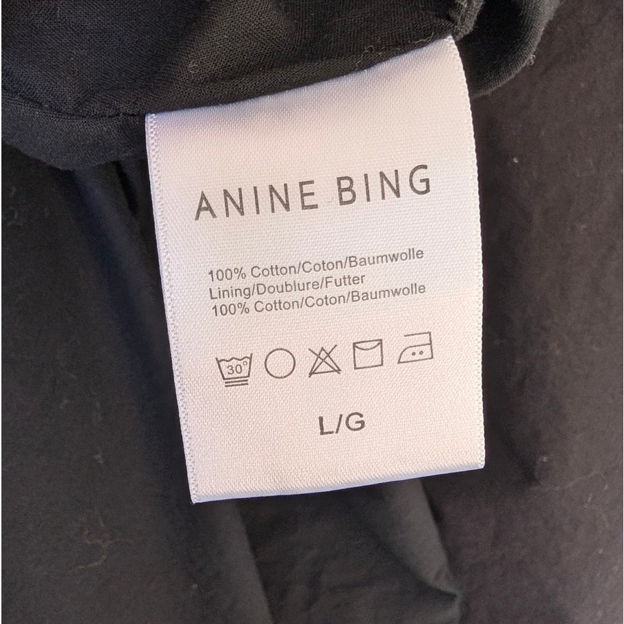Anine Bing Bree Dress Womens L Black Cotton Sleeveless A-line Midi Maxi Sundress