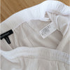 Ellen Tracy White Linen Blend Drawstring High-rise Cropped Wide Leg Pants, size L