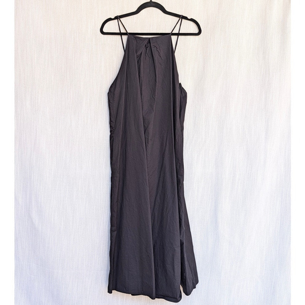 Anine Bing Bree Dress Womens L Black Cotton Sleeveless A-line Midi Maxi Sundress