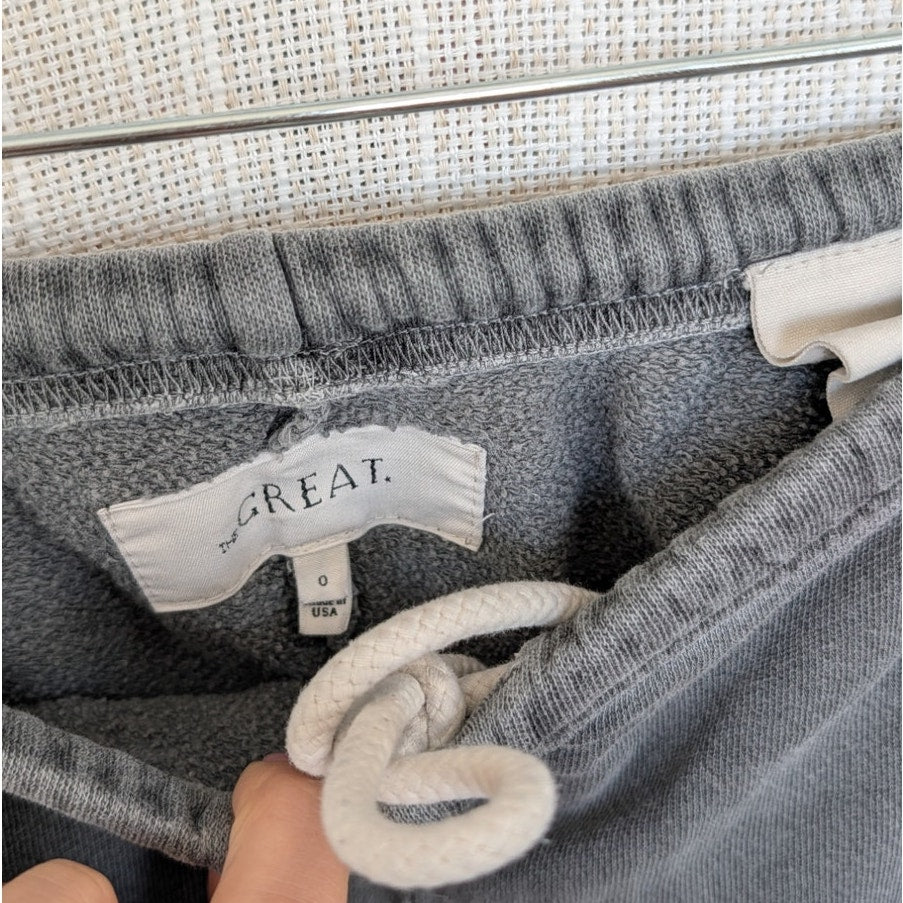 The Great Staduim Sweatpants Womens 0 Gray Cotton Relaxed Cropped