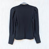 A.L.C. Markle Top Blouse Womens 2 Black Crewneck Button-up Long Sleeve