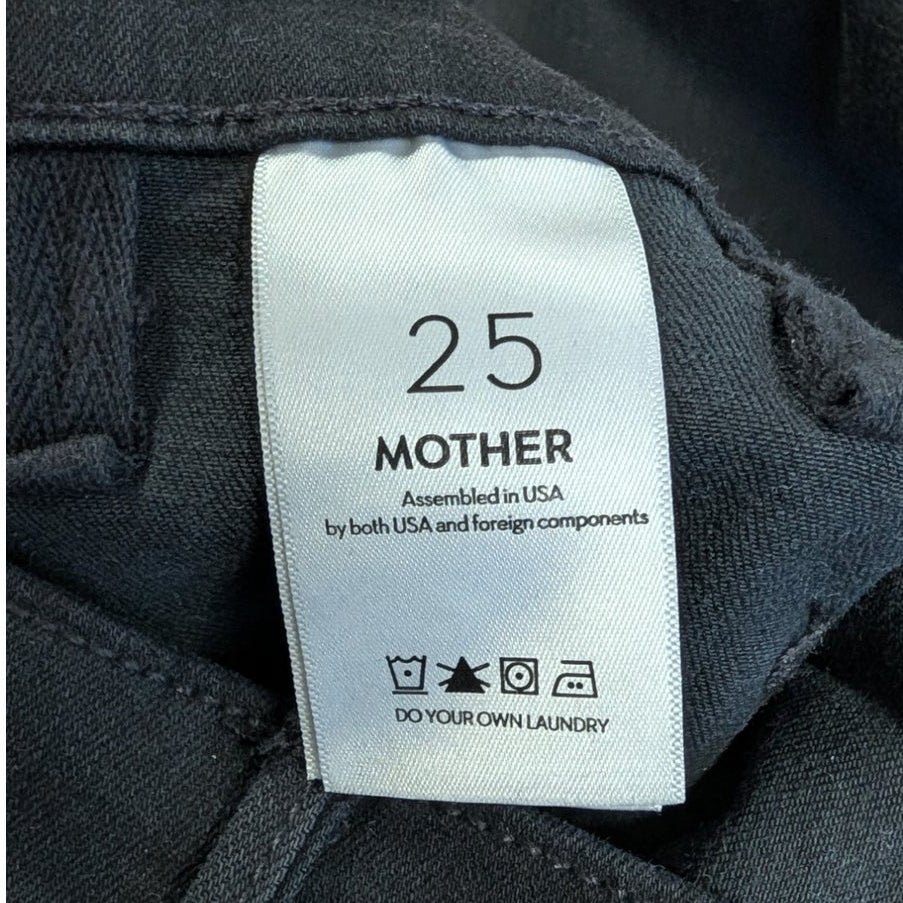 MOTHER The Hustler Patch Pocket Ankle Fray Jeans Not Guilty Black 25