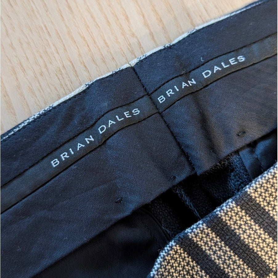 Brian Dales Pants Womens IT 44/M Black/Cream Check Plaid Wool Mid-rise Chino NWT