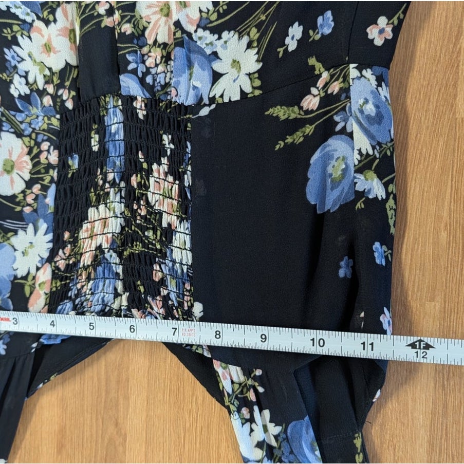 Reformation Fulton Sleeveless Floral Midi Dress Navy Blue Size 0