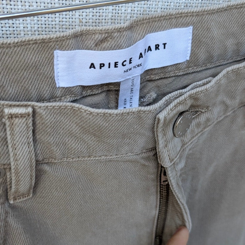Apiece Apart Skate Wheat Denim High-rise Wide Leg Jeans, size 32