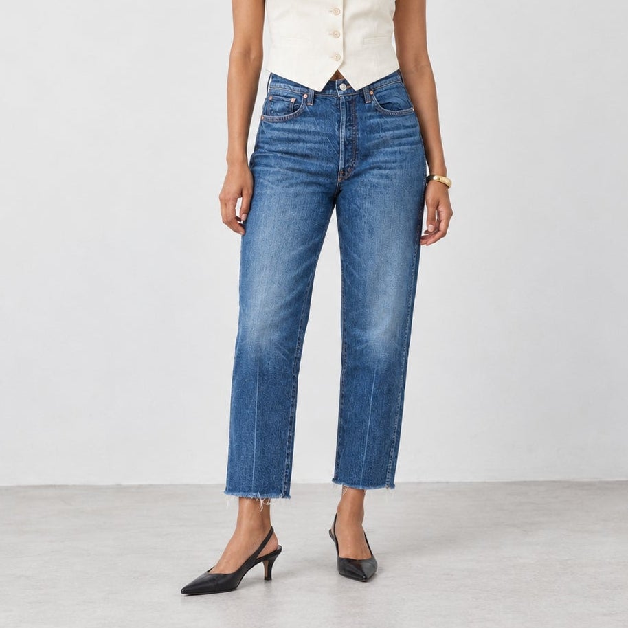 MOTHER Tippy Top Frisky Flood Fray Jeans Bad Reputation Size 30