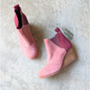 Toms Kelsey Bootie Womens 6 Burgandy Leather Suede Slip On Wedge Heel Ankle NWT