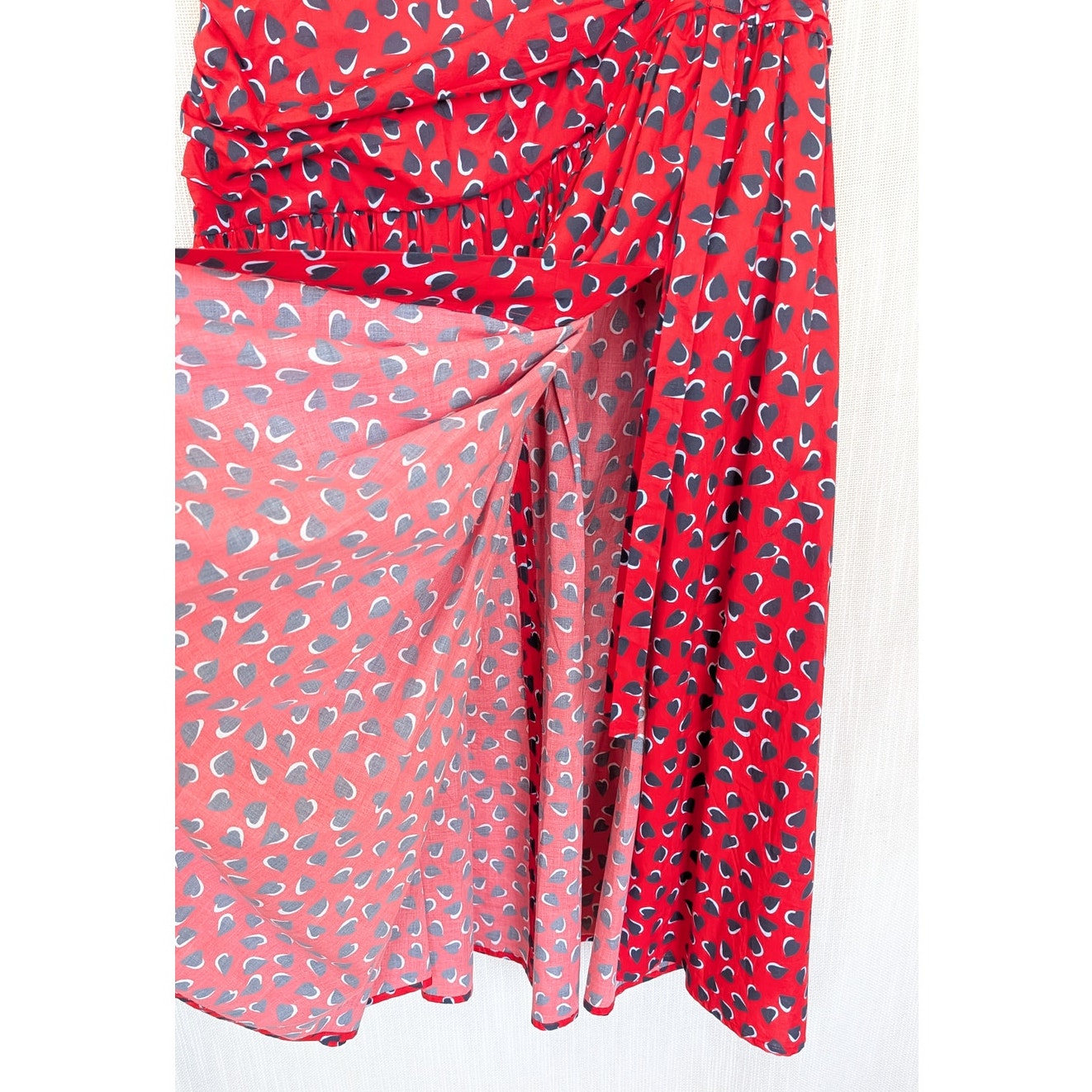 Carolina Herrera Poppy Heart Print Midi Skirt Womens 10 Red High-rise A-line