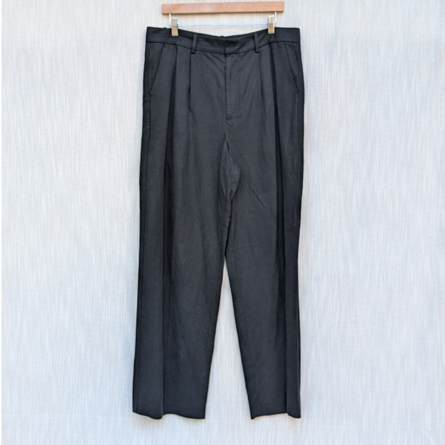NWT Madewell Black Tall Slouchy Straight Pants in Drapey Twill NS449, Size 12