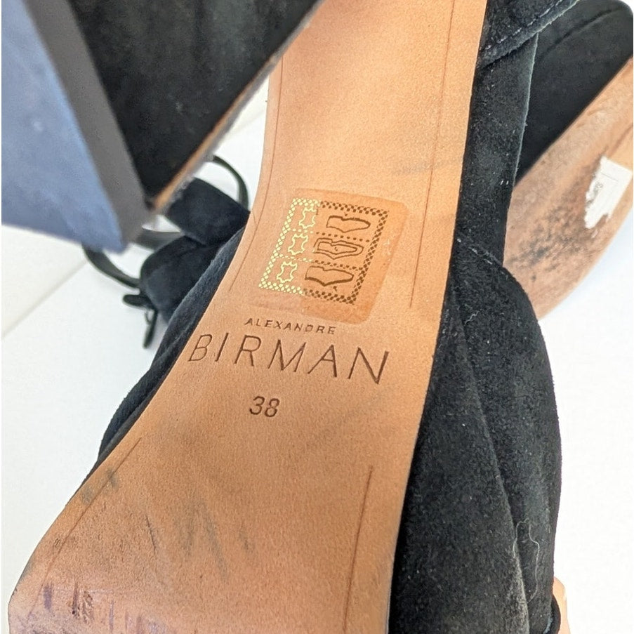 Alexandre Birman Mabeleh Black Suede Bow Platform Sandals EU 38
