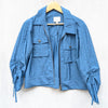 NWOT Cinq à Sept Blue Dale Nylon Gathered Sleeve Full Zip Short Jacket, size 6