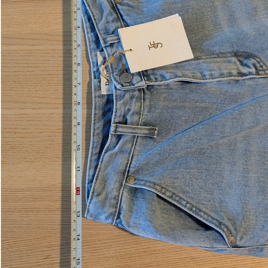 The Frankie Shop Kai Cargo Denim Pants Womens M Worn Wash High-rise Wide Leg NWT