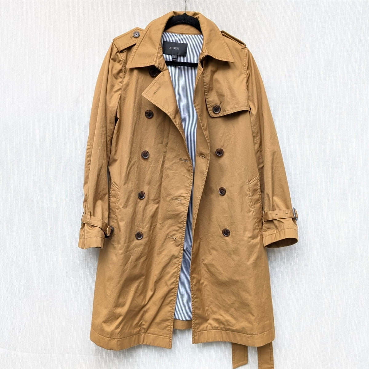 J.Crew City Trench Coat F5341 Womens 2 Tan Double-breasted Cotton Long Sleeve