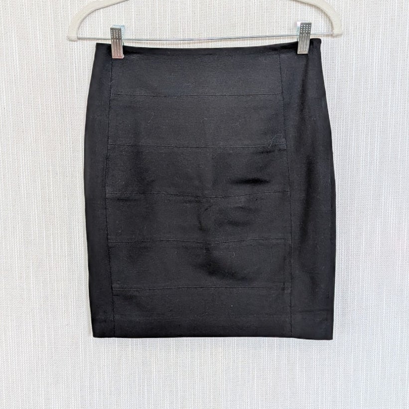 Vince Mini Pencil Skirt Womens 0 Black Paneled Stretch Bodycon $185 NWT
