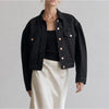 Ulla Johnson Cosette Black Denim Boxy Button Jacket