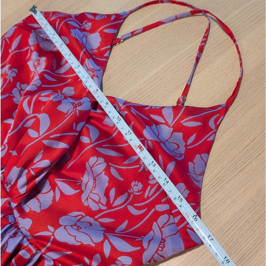 Lovers and Friends Kamala Mini Dress Womens S Red Floral Satin Sleeveless Mini