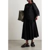 Suzie Kondi Kyria Skirt Womens L Black Pleated Cotton-Corduroy A-line Midi
