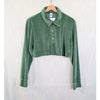 RE/DONE x Hanes Cropped Velour Long Sleeve Polo Top Basil Green Size M NWT