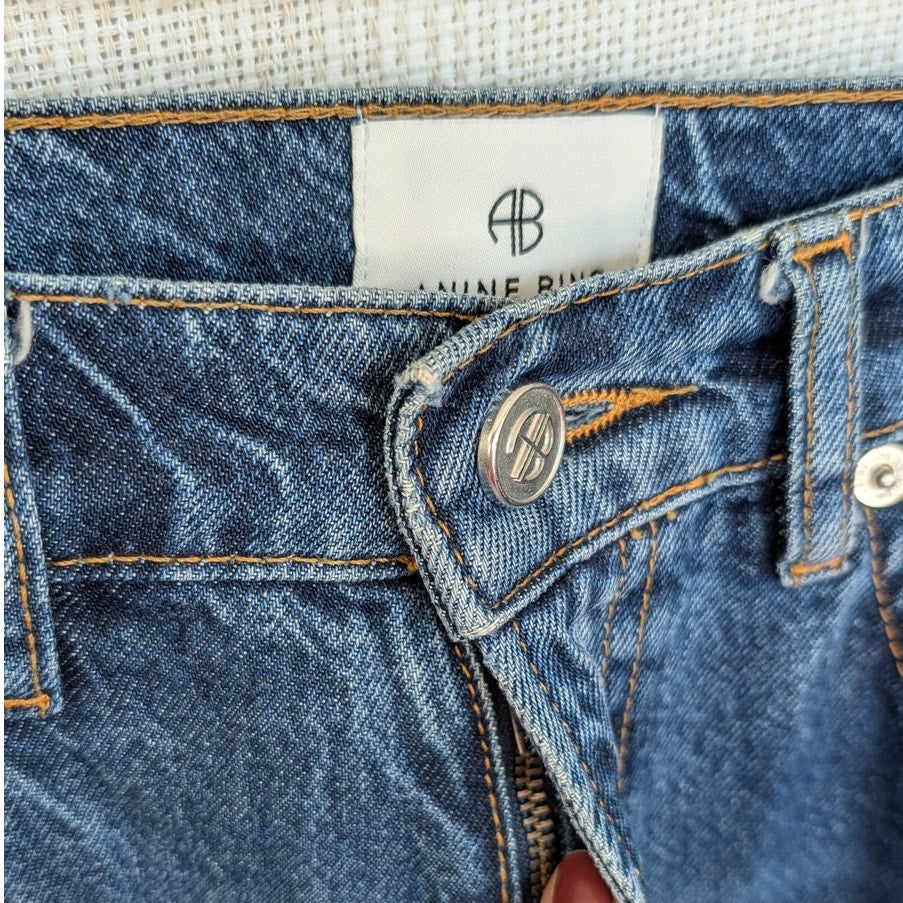 Anine Bing Brie Jeans Womens 27 Blue Denim High-rise Wide Leg