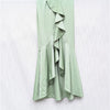 NBD Light Me Up Evening Dress Womens XS Green Sleeveless Ruffle Ball Gown Maxi