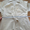 Lime Jumpsuit Womens S Ivory Linen Short Sleeve V-neck Zip Mid-thigh Catsuit