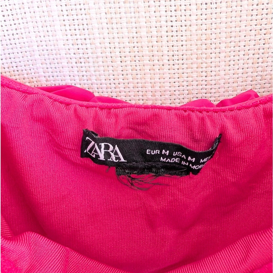 Zara Balloon Swim Bikini Set Womens M Ruffle Sleeveless Top & High Waist Bottoms