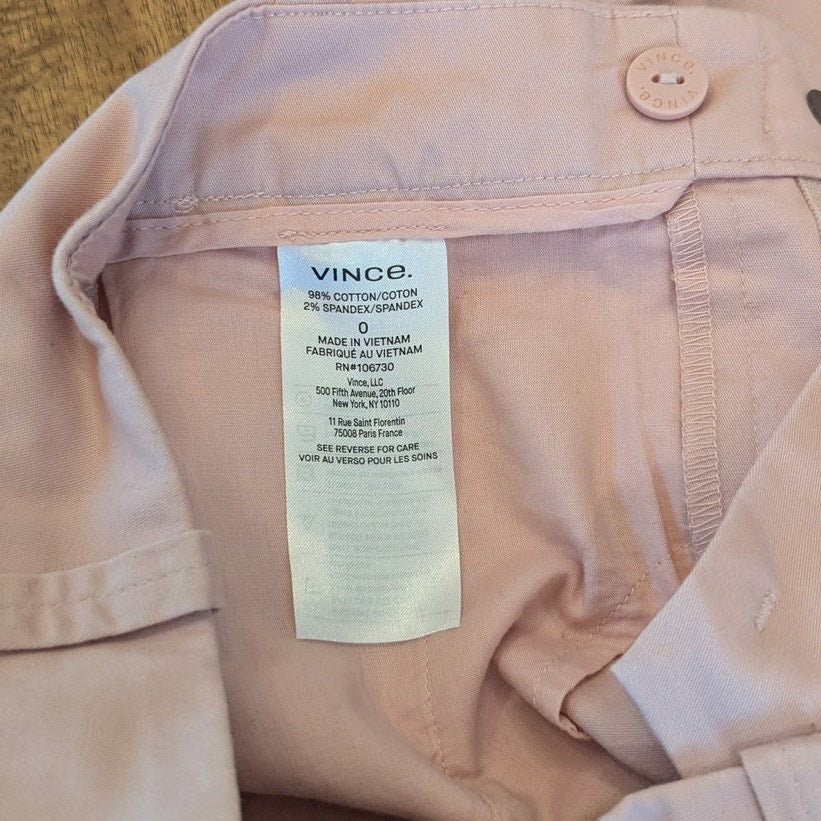 Vince Bermuda Shorts Womens 0 Pink Cotton Stretch Mid-rise Chino Long