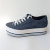 Michael Kors Ronnie Platform Sneaker Womens 9.5M Blue Denim Logo Lace Up Low Top