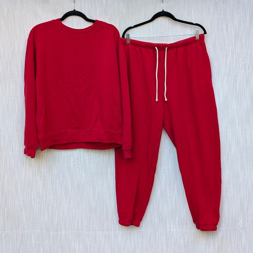 Z Supply Red Sweat Fleece Set: Sweatshirt, size L & Stadium Jogger, size XL