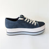 Michael Kors Ronnie Platform Sneaker Womens 9.5M Blue Denim Logo Lace Up Low Top