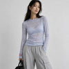 NWT Dsquared2 Underwear Blue Lace Sheer Embroidered Long Sleeve Top, size S