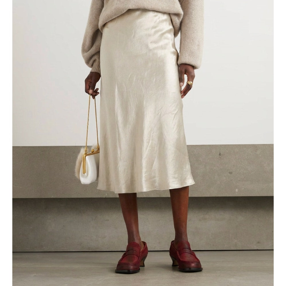Max Mara Leisure Alessio Skirt Womens 8 Cream Sarin High Rise A-line Midi