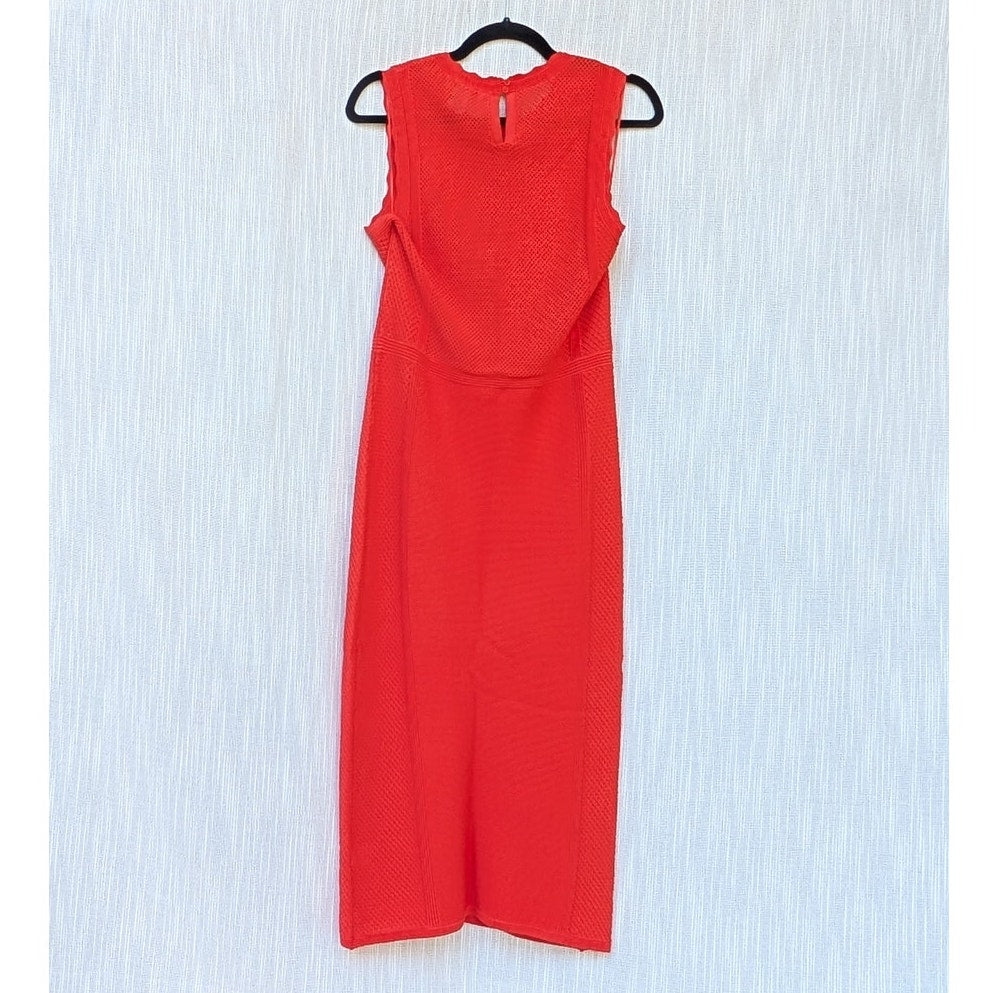 House Of Harlow Orange Red High Neck Crochet Sleeveless Maxi Midi Dress, size L
