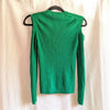 P.A.R.O.S.H. Green Ribbed Long Sleeve Cut Out Cold Shoulder Knit Top, size M