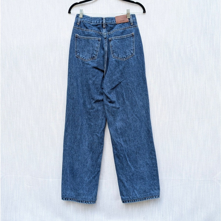 Evermore Jeans Womens S Blue Denim High-rise Wide Leg Straight
