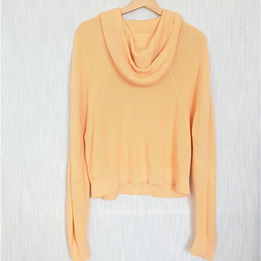 Rag & Bone Organic Cotton Sweater Knit Hoodie In Saffron Womens L Orange