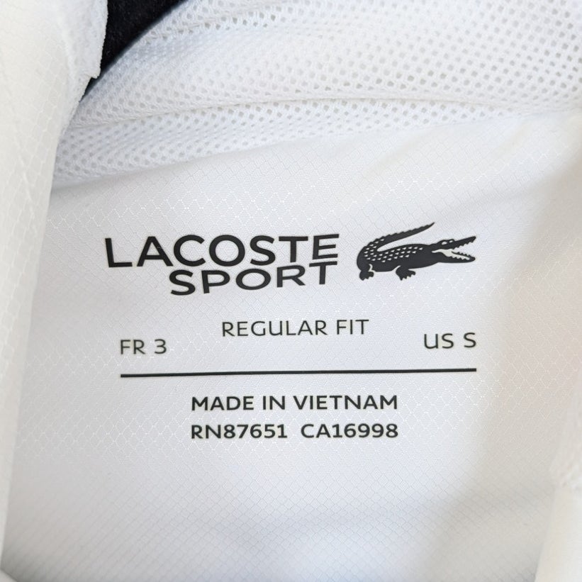 Lacoste Sport Water-Resistant Tennis Track Jacket Size S White Logo Full Zip