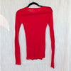 Zara Supima Long Sleeve T-shirt Top 0858/613/600 Womens S Red Round Neck