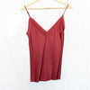Frame Frayed Hem Satin Cami Top Womens S Burnt Henna Sleeveless V-neck