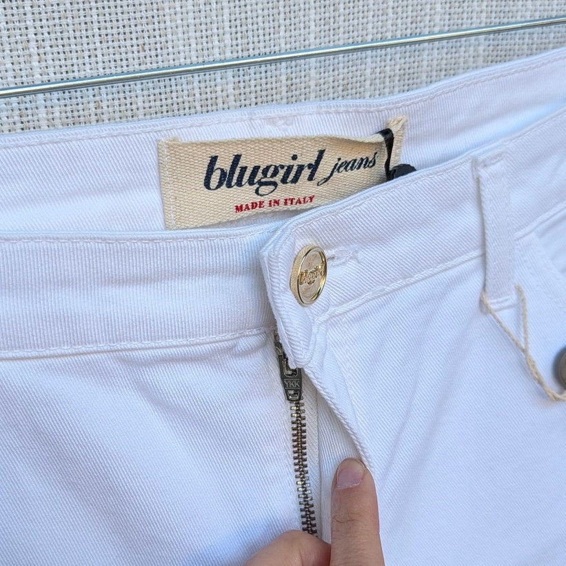 Blugirl Blumarine Jeans Womens 8 White Denim Mid-rise Slim Straight Leg NWT