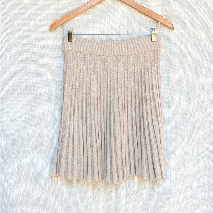 To Be Blossom Pleated Mini Skirt Womens M Beige Knitwear Wool/Cashmere Blend